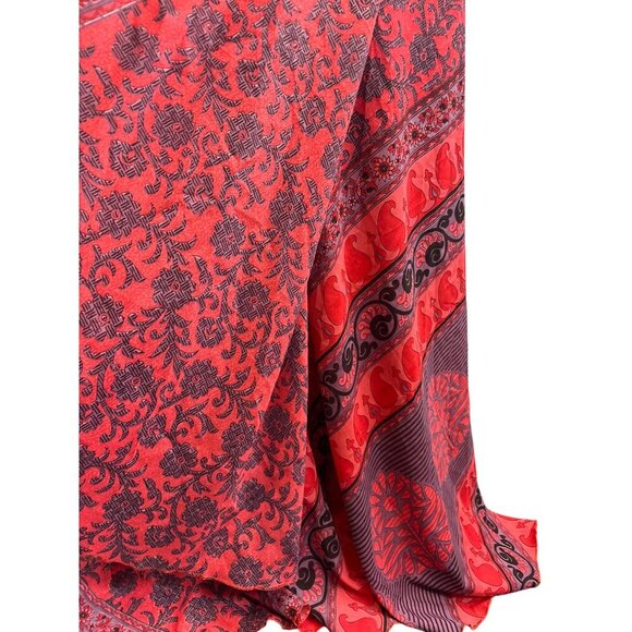 Red & Purple Printed Wrap Skirt - Picture 3 of 5